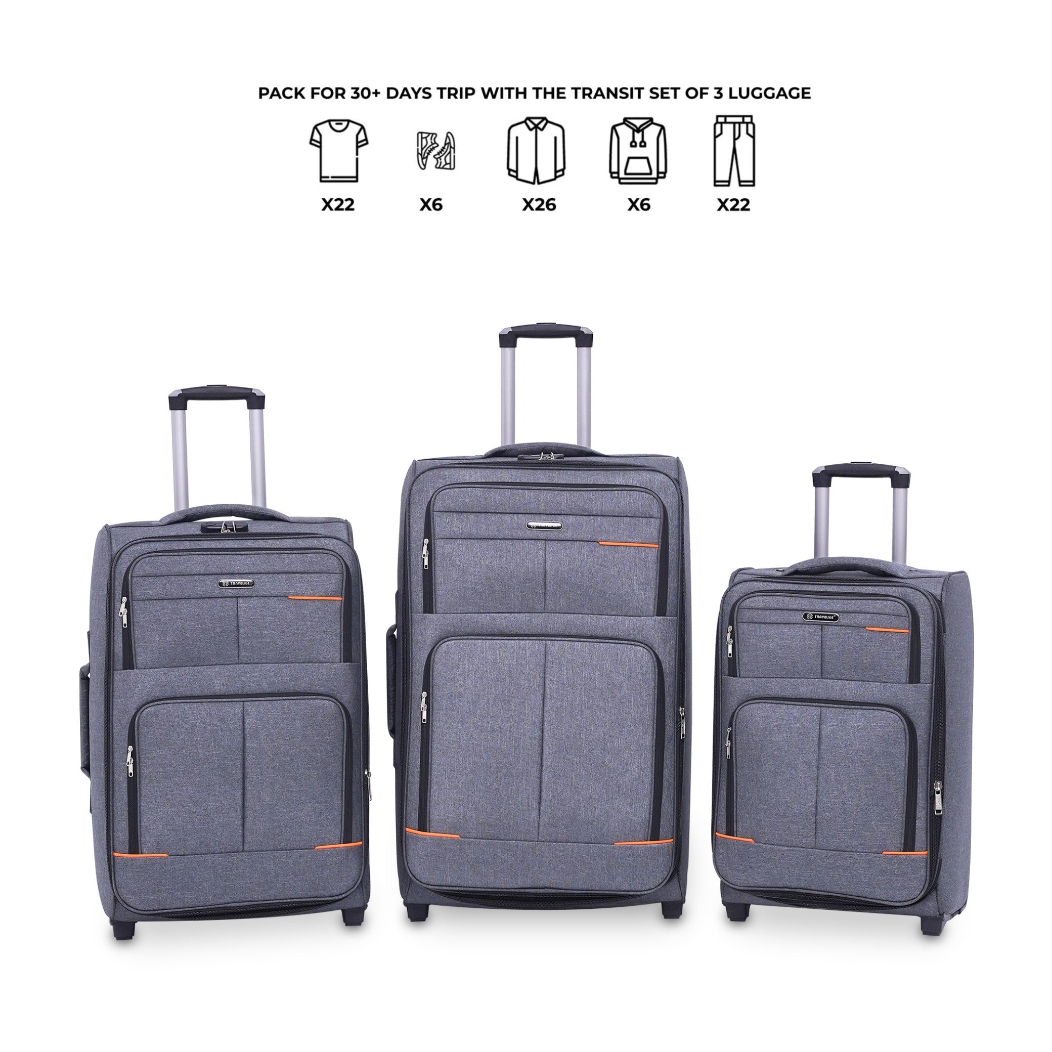 URBAN ROLL (3Pc Luggage Set) Grey