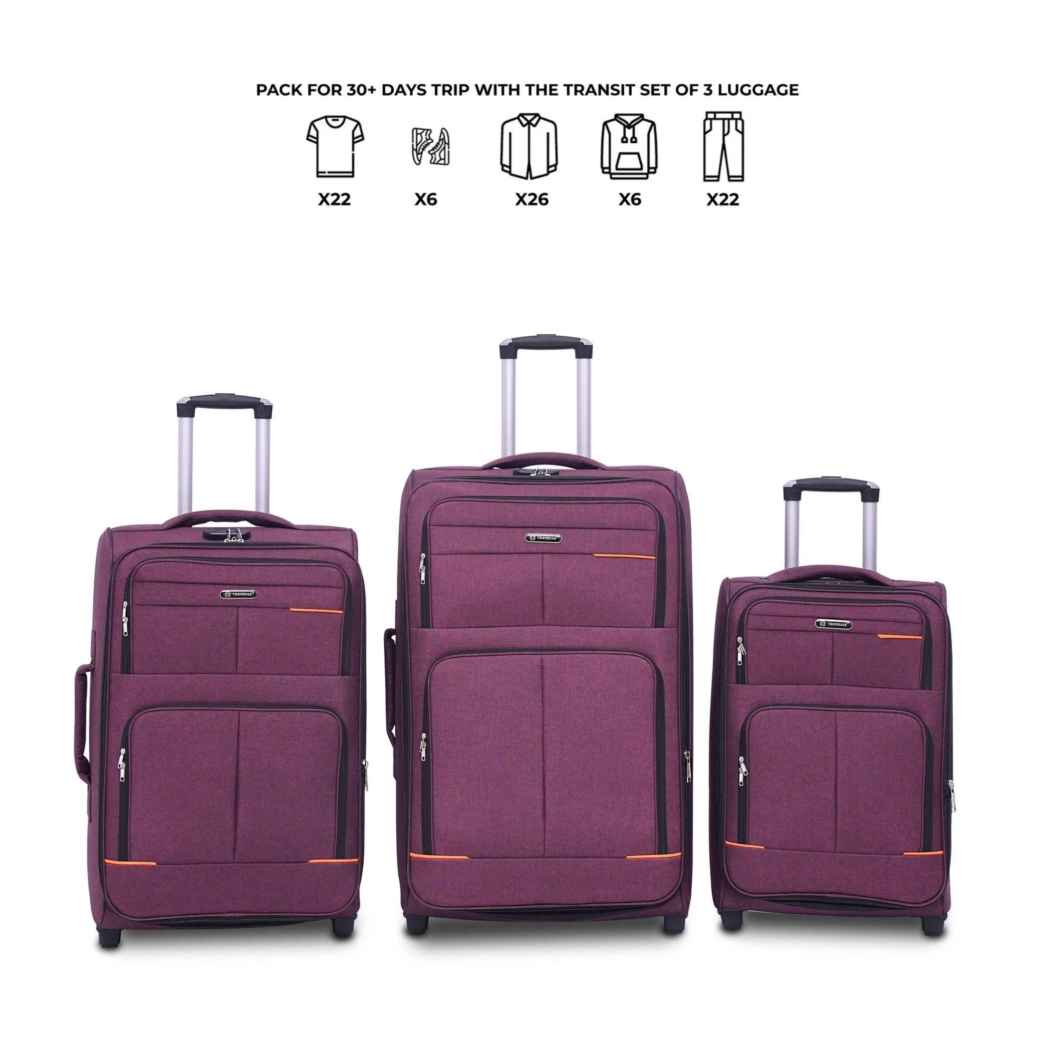 URBAN ROLL (3Pc Luggage Set) Magenta