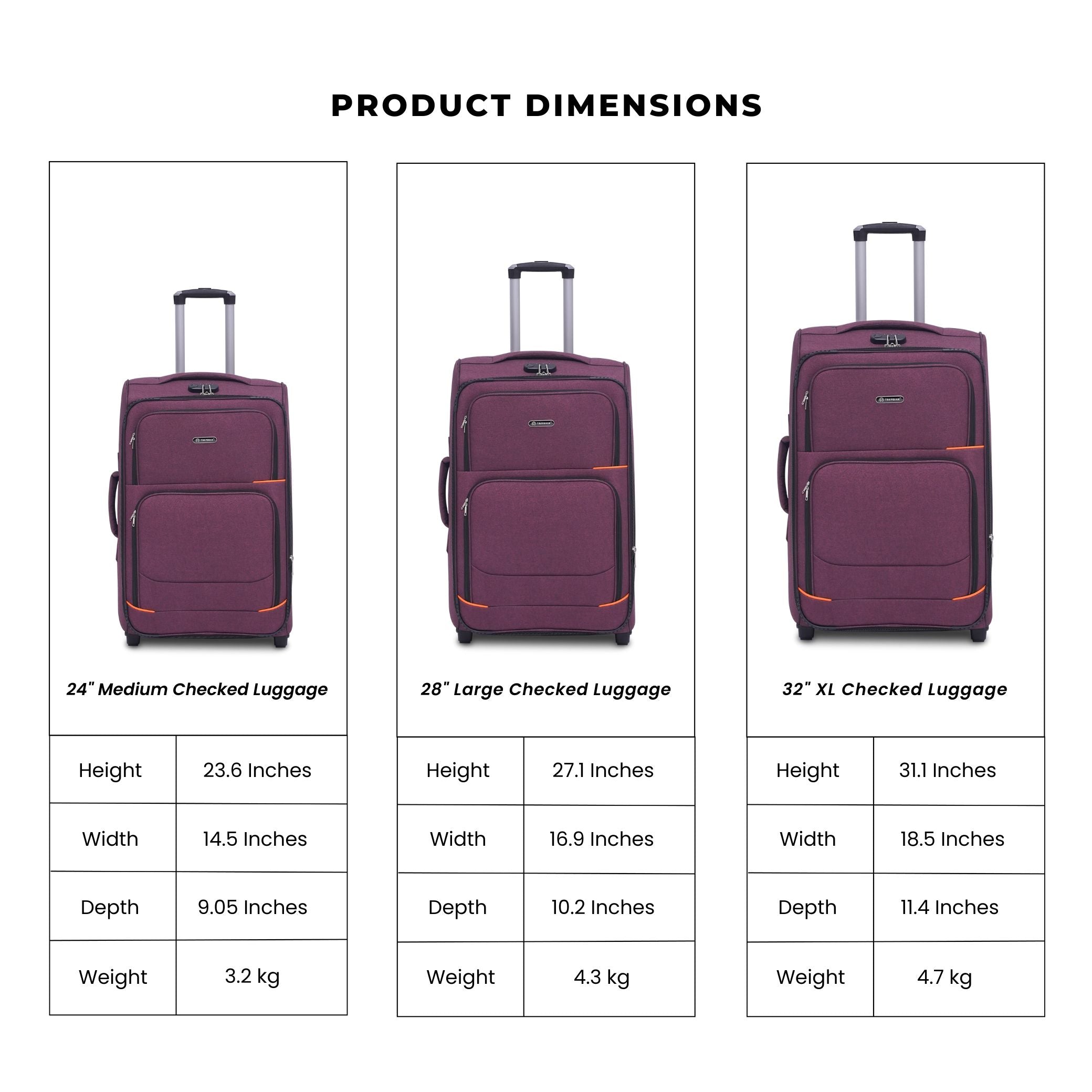 METRO CRUISER (3Pc Luggage Set) Magenta