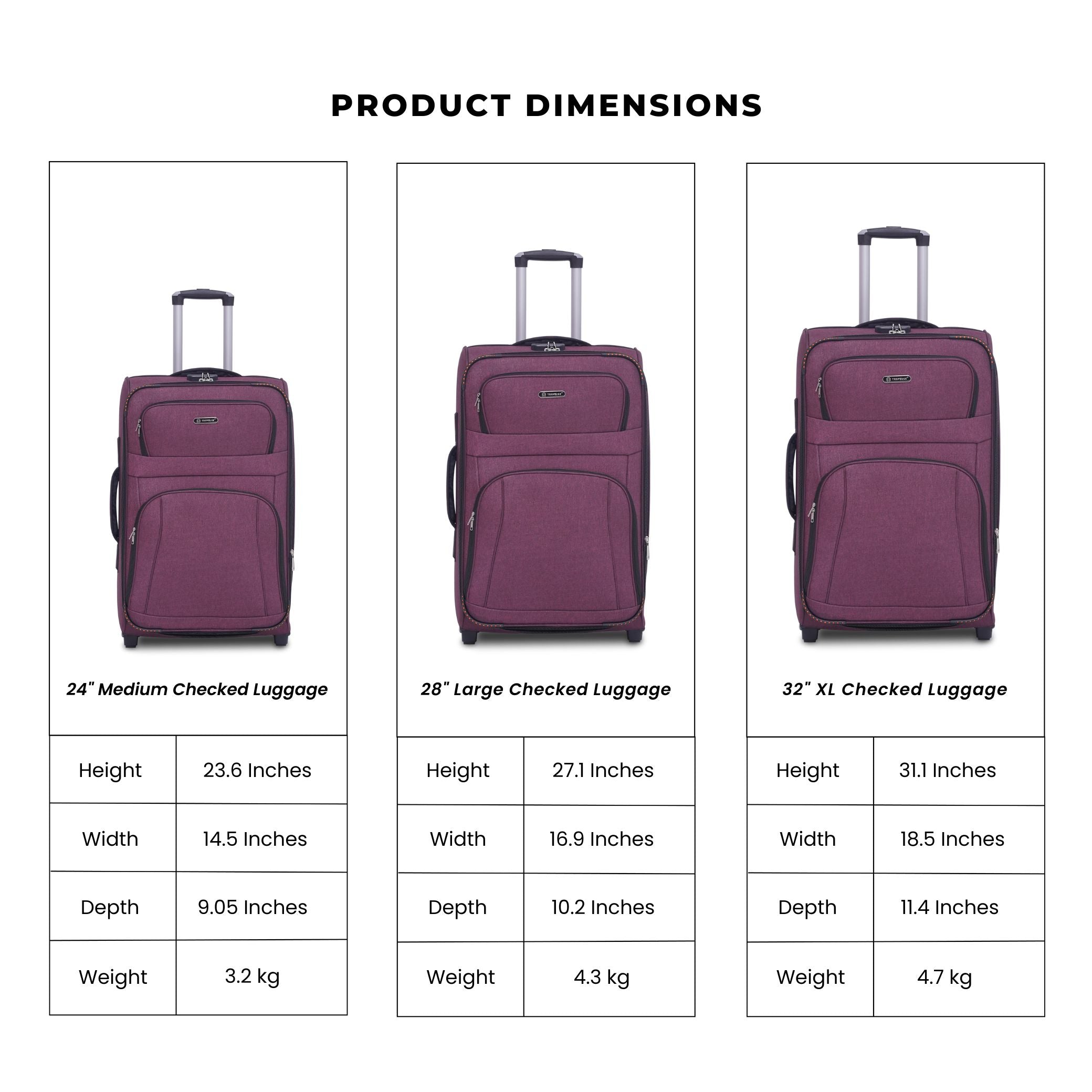 LITE TRAVELER (3Pc Luggage Set) Magenta