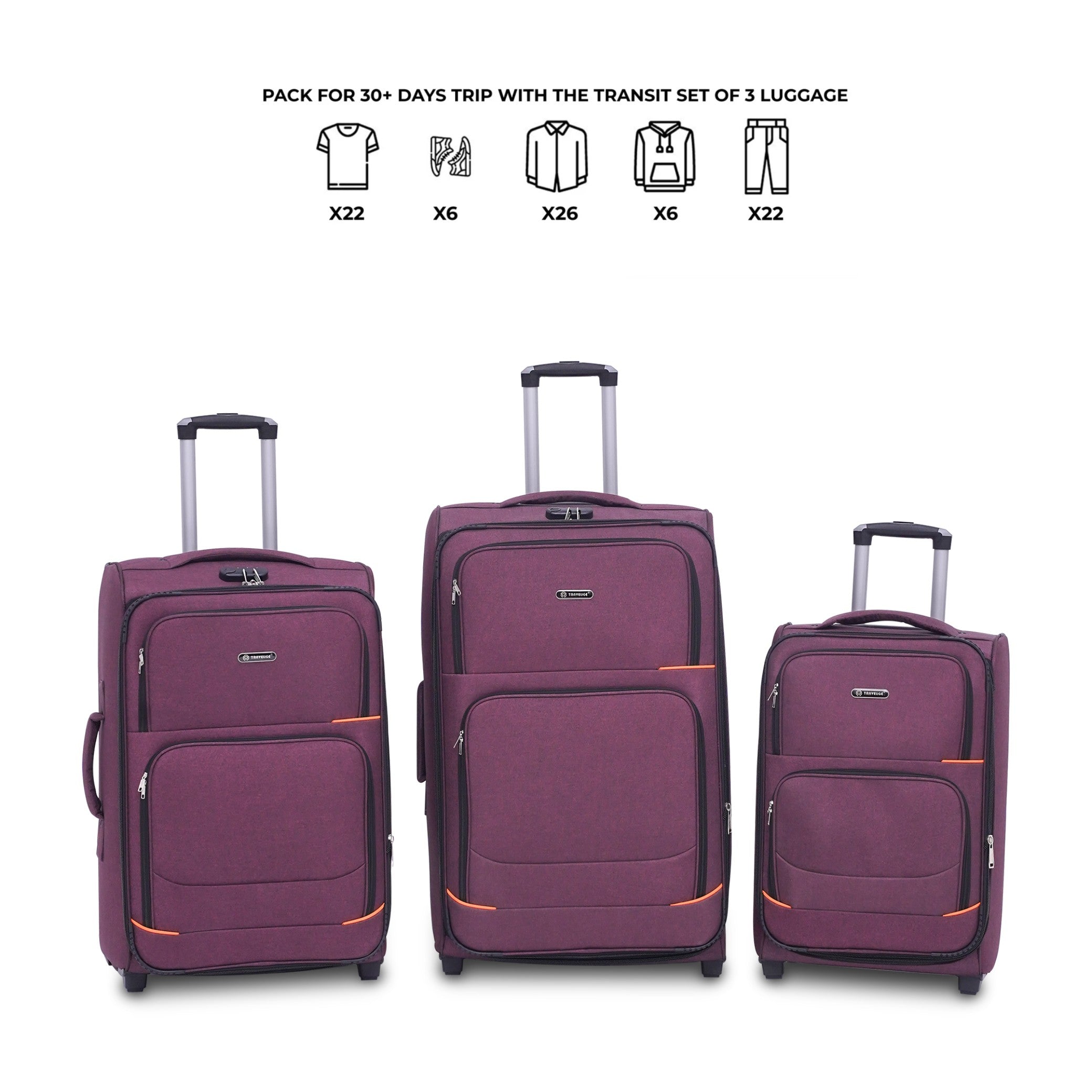 METRO CRUISER (3Pc Luggage Set) Magenta