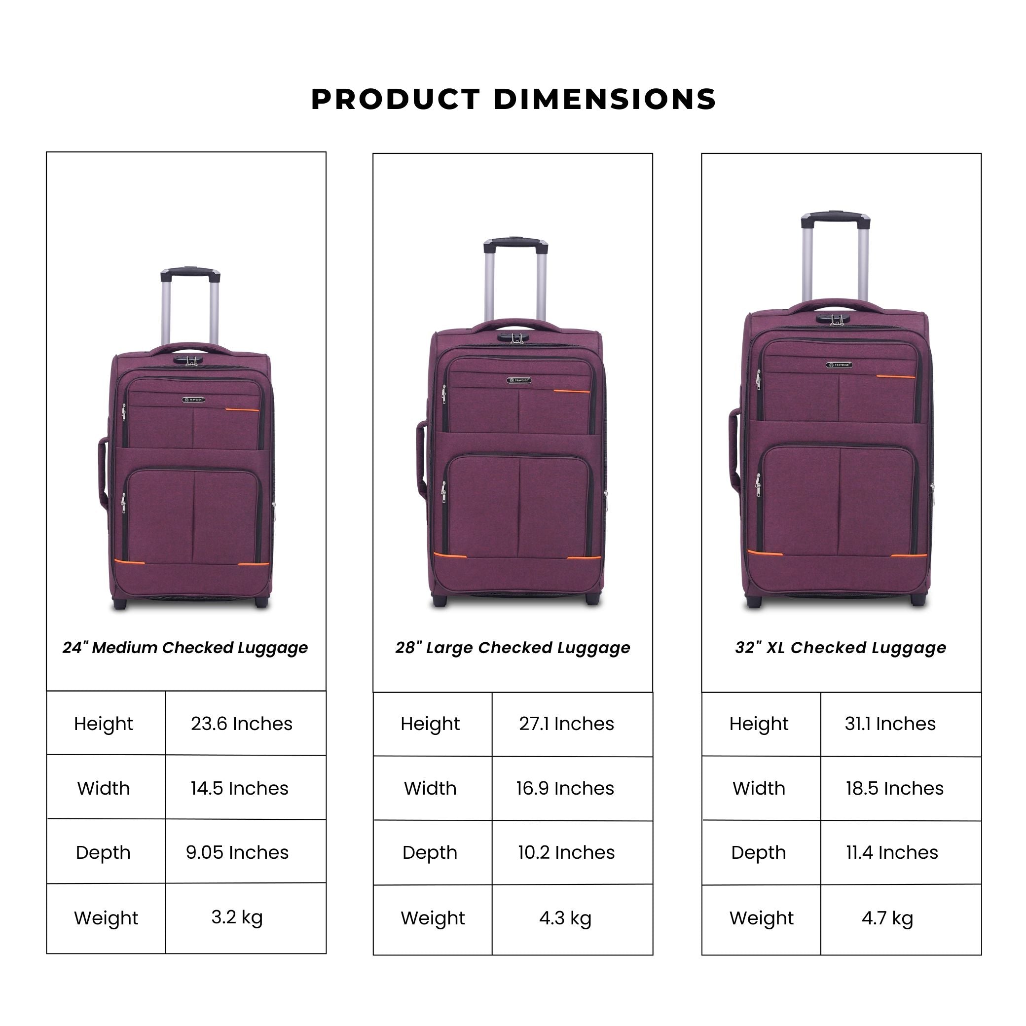 URBAN ROLL (3Pc Luggage Set) Magenta